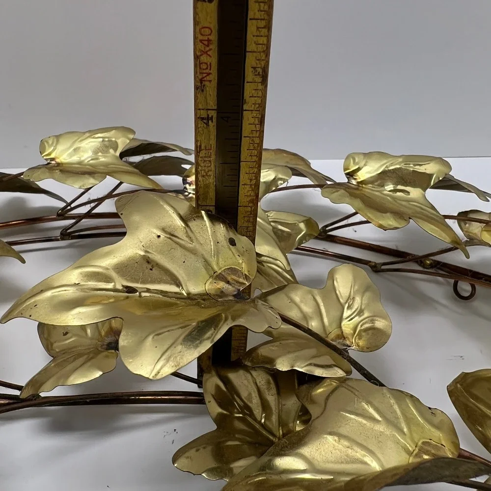 Vintage Brass Ivy Leaf Wall Art Set 2 Gold Mid Century Modern Botanical Decor‎